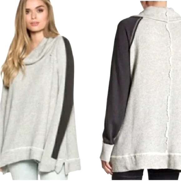 FREE PEOPLE oversized gray cowl neck - Picture 2 of 6